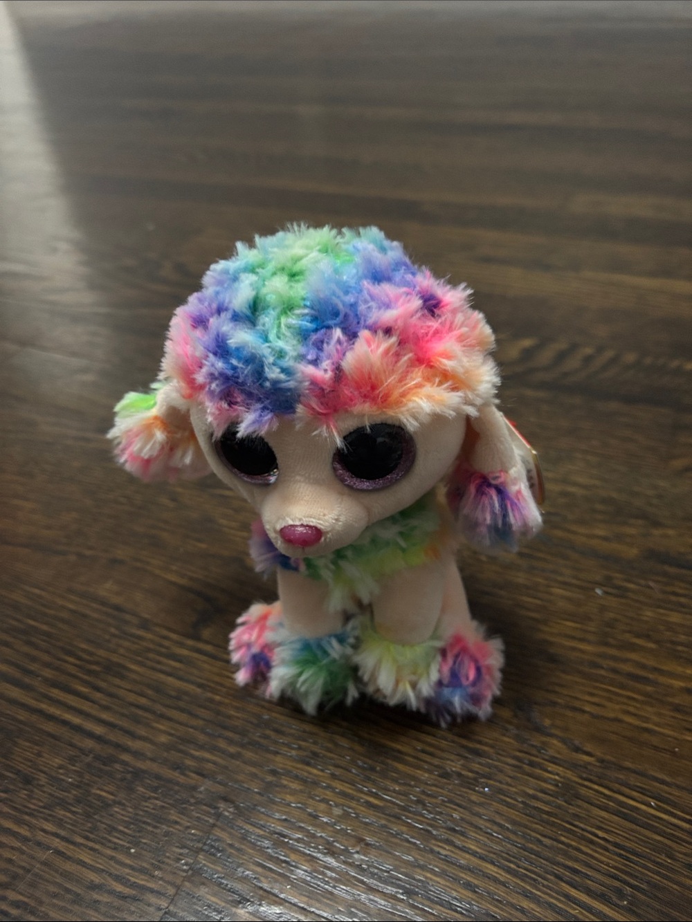 Ty Rainbow Plush Poodle with Multicolor Fur